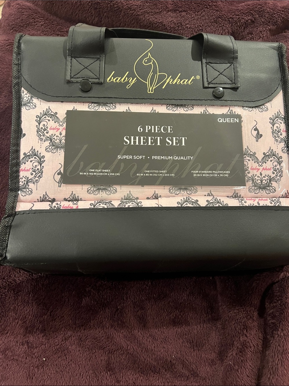 Baby Phat Black and Pink 6 pc Sheet Set queen